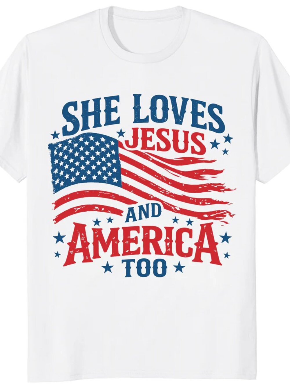 Retro USA 250th Year Shirt — She Loves Jesus and America Too 4th of July Tee